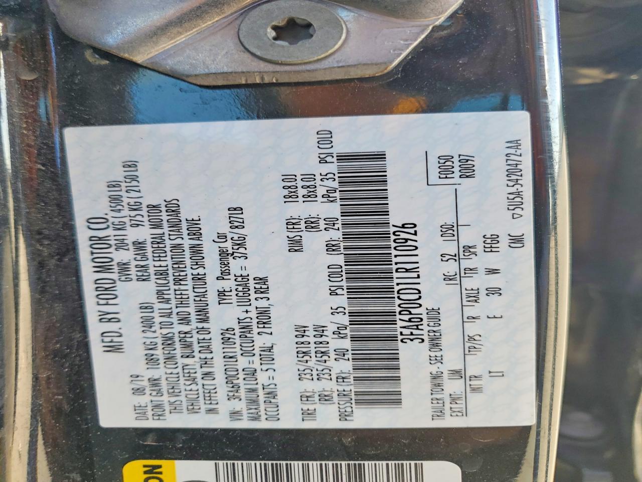 2020 Ford Fusion sel