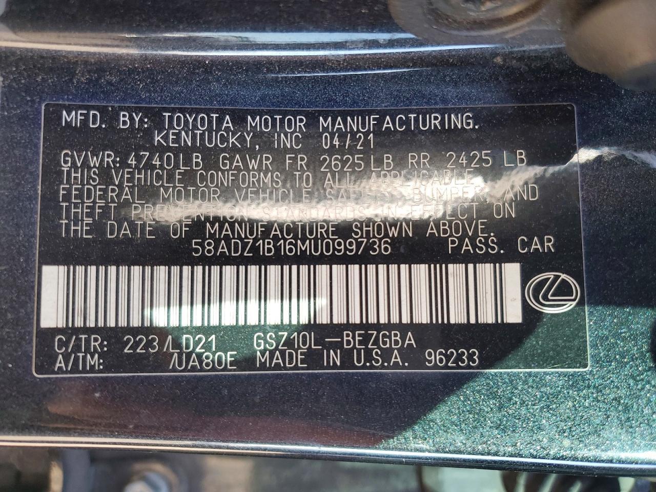 2021 Lexus Es 350 Base