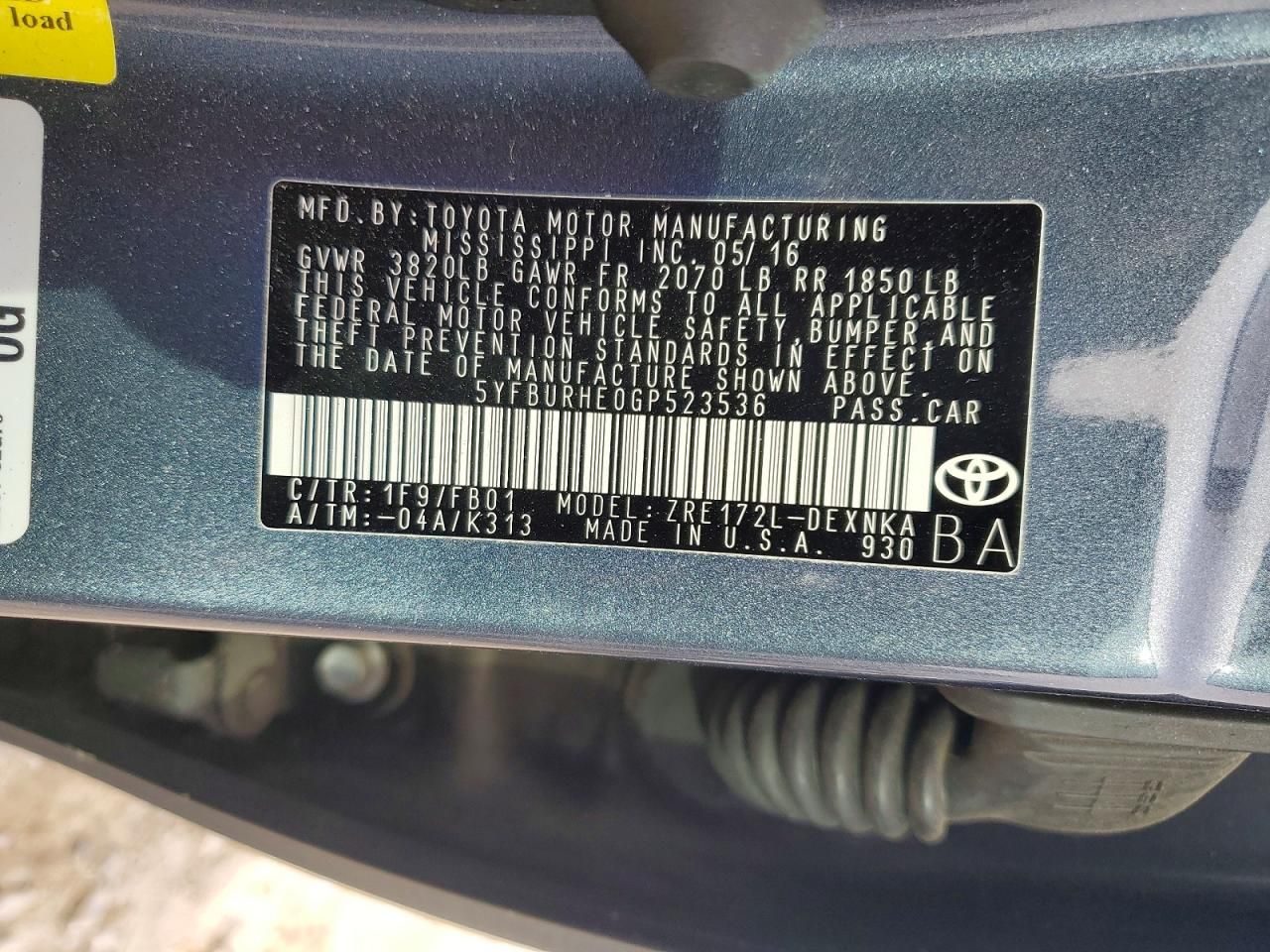 2016 Toyota Corolla l