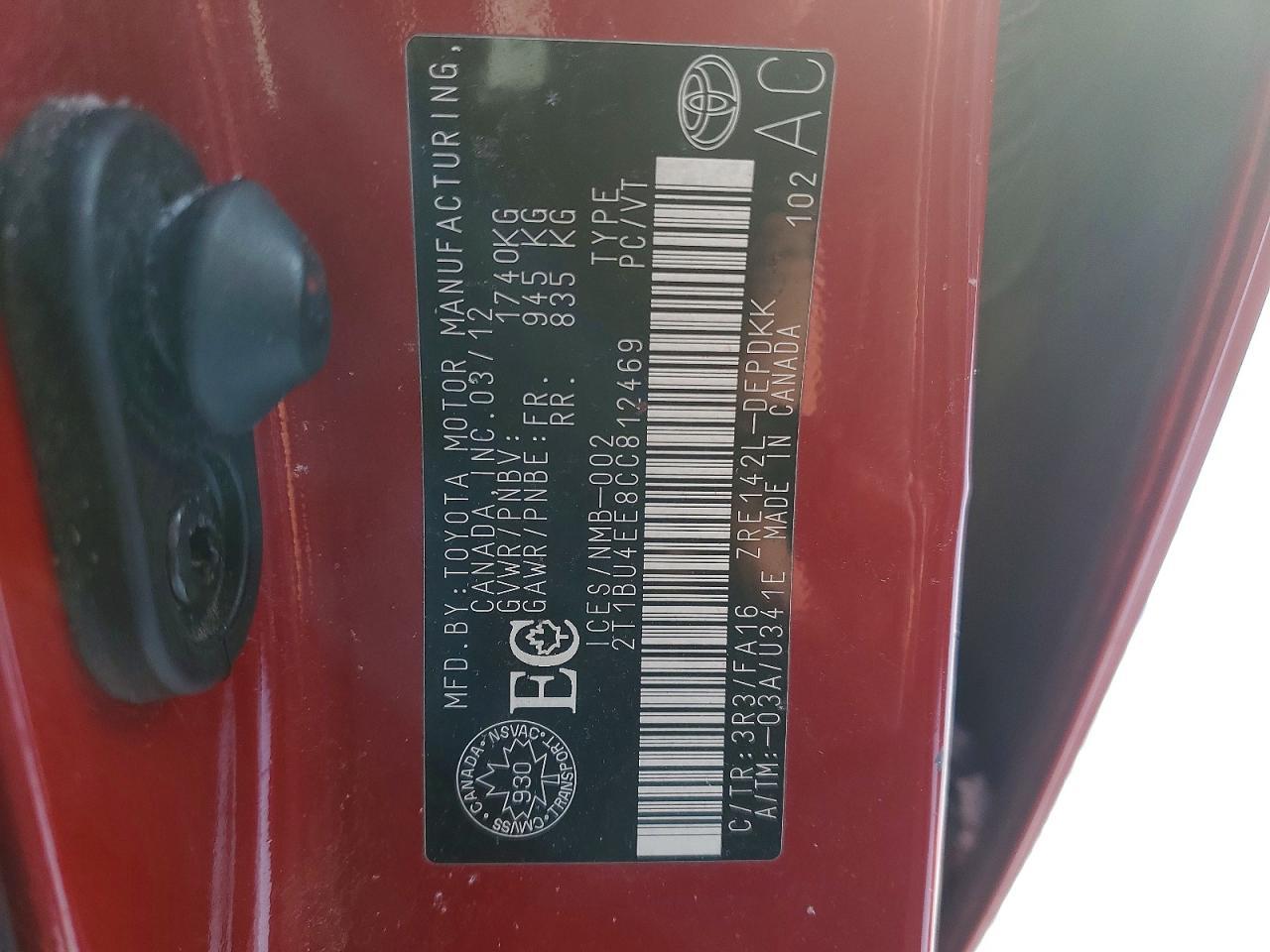 2012 Toyota Corolla Base