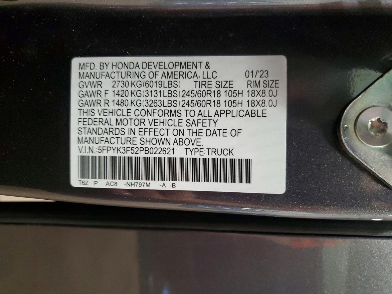 2023 Honda Ridgeline RTL