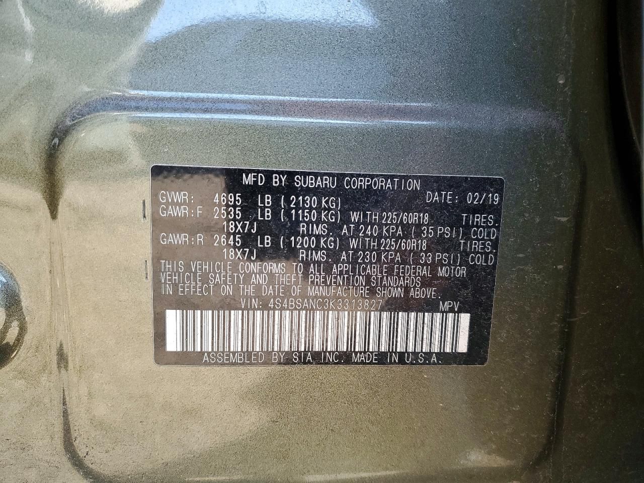 2019 Subaru Outback 2.5i Limited