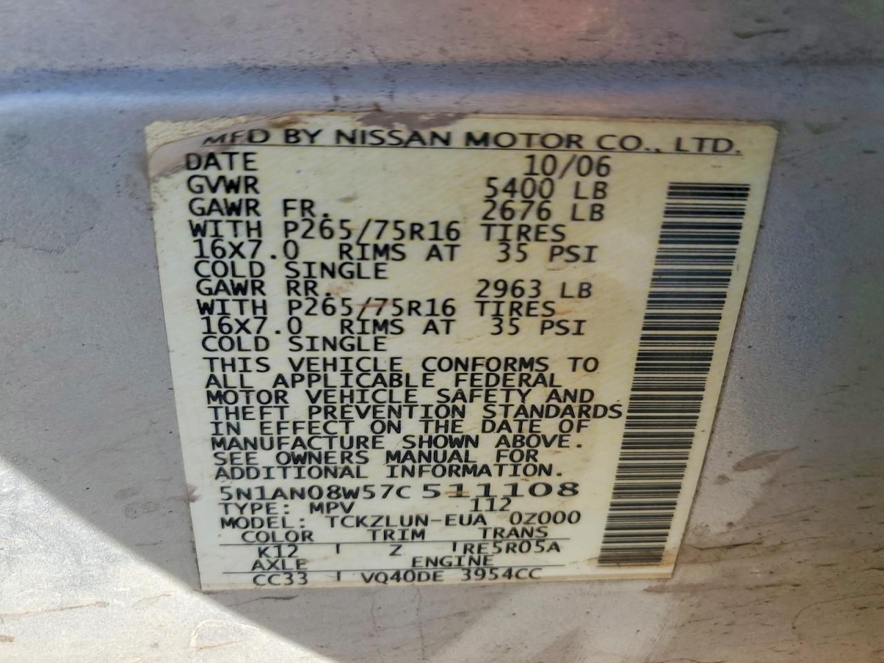 2007 Nissan Xterra off Road