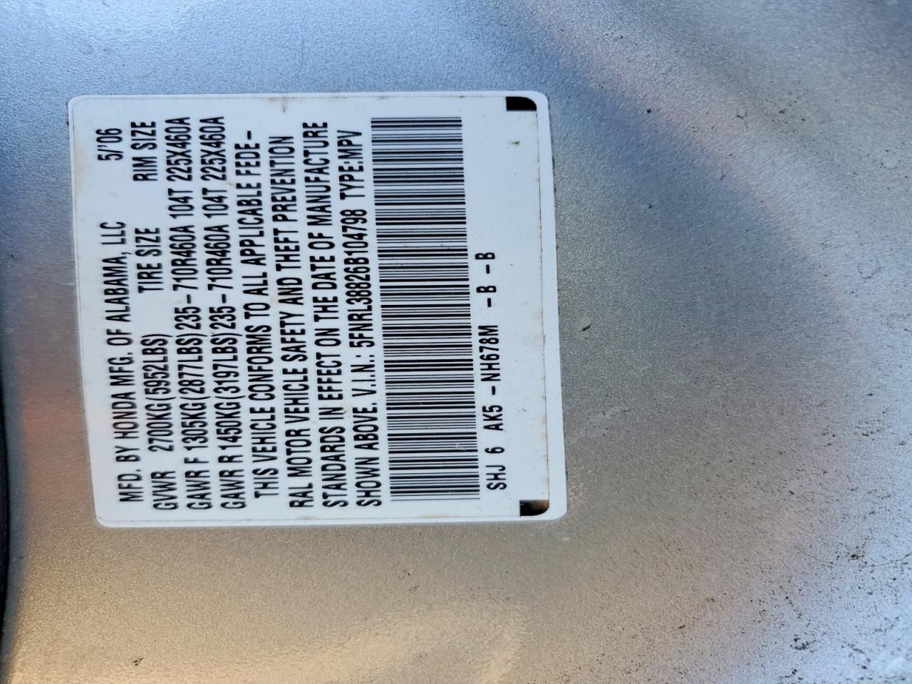 2006 Honda Odyssey Touring