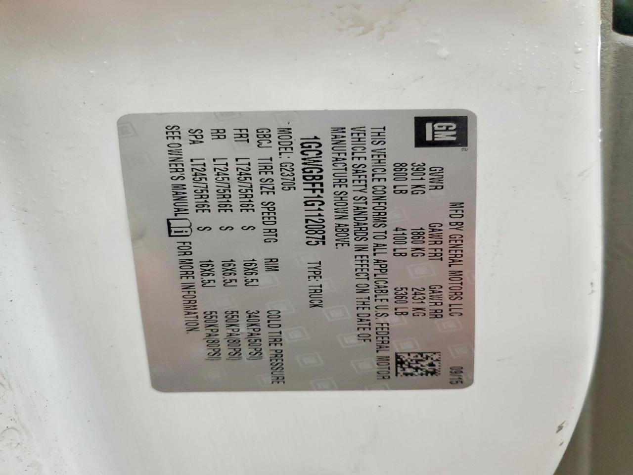 2016 Chevrolet Express 2500 Cargo Utility / Service Van