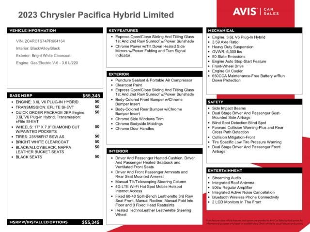 2023 Chrysler Pacifica Hybrid Limited