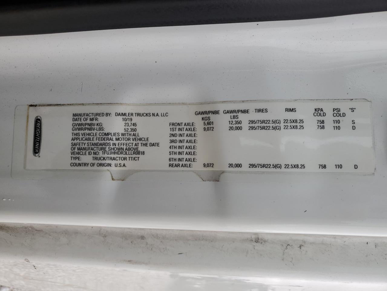 2020 Freigliner 2020 Freightliner Cascadia Semi Truck