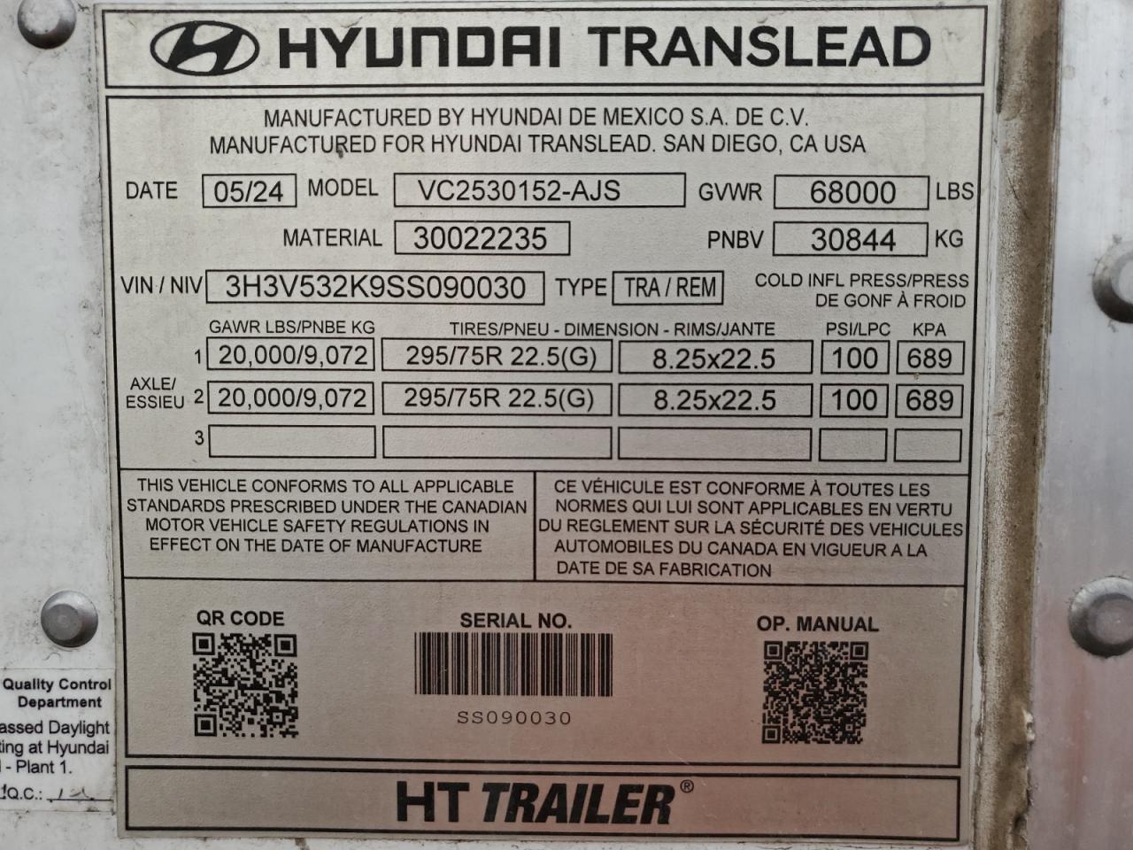 2025 Hyundai Translead DRY Van Trailer