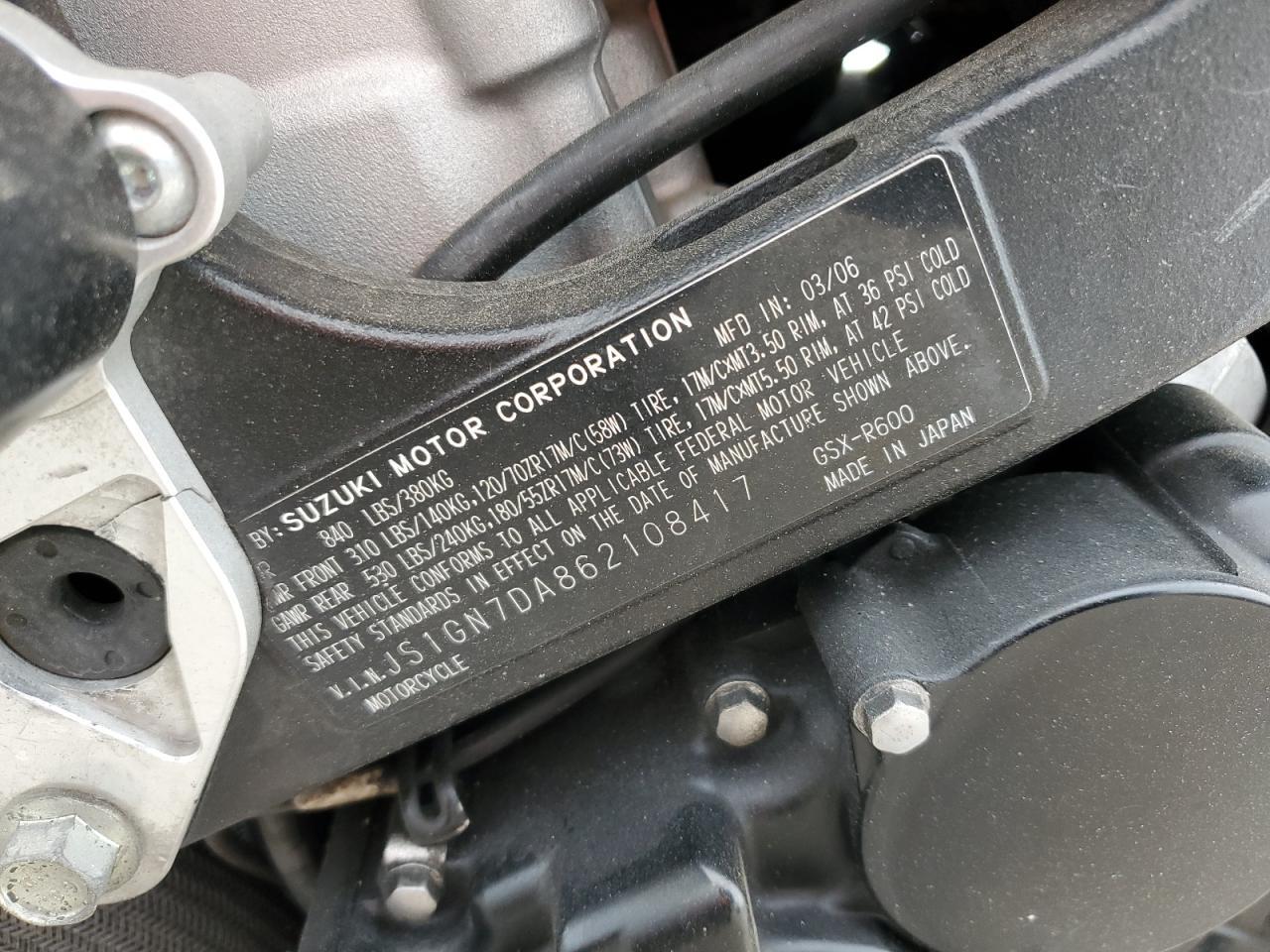 2006 Suzuki GSX-R600 K6