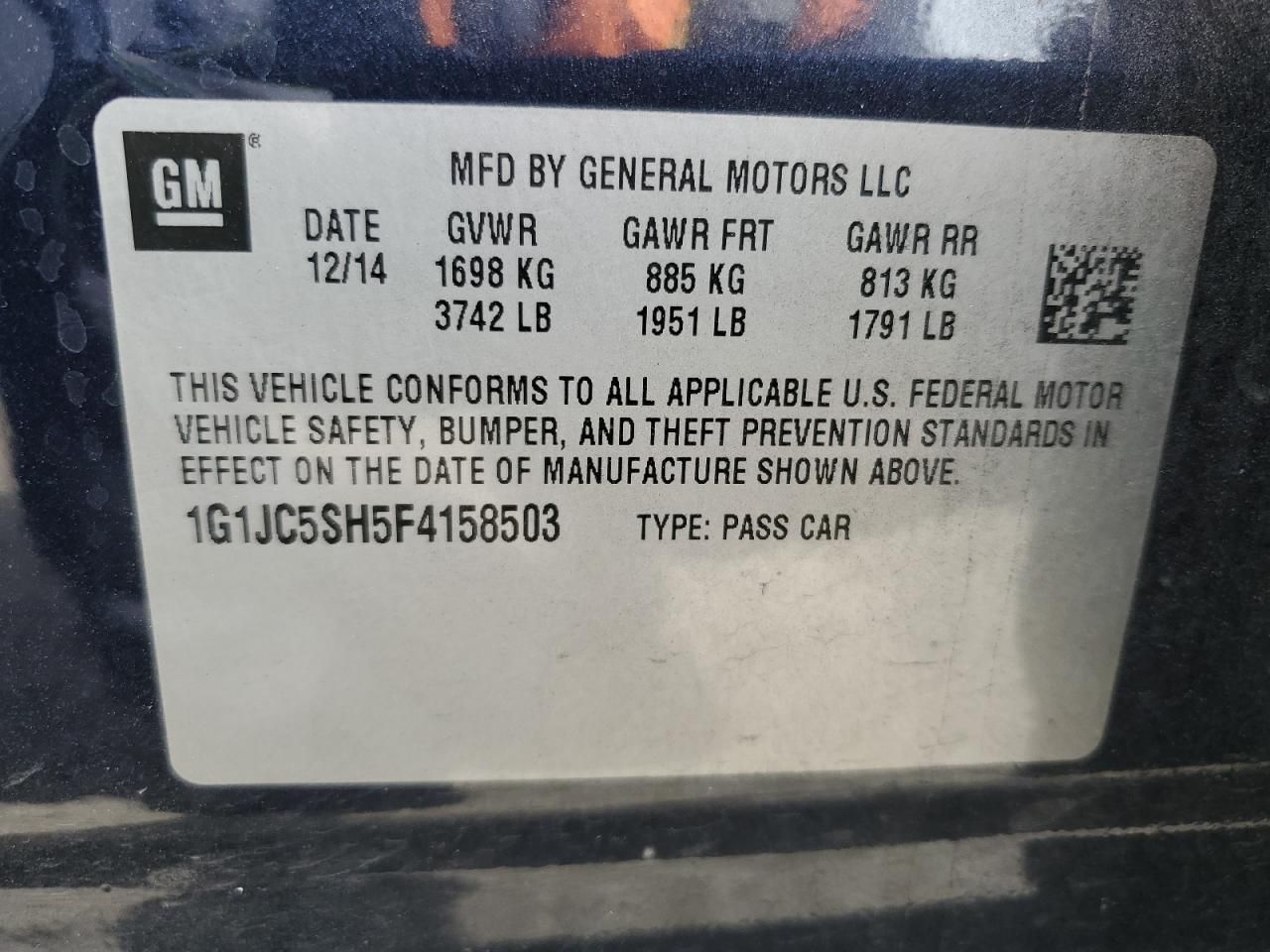 2015 Chevrolet Sonic lt