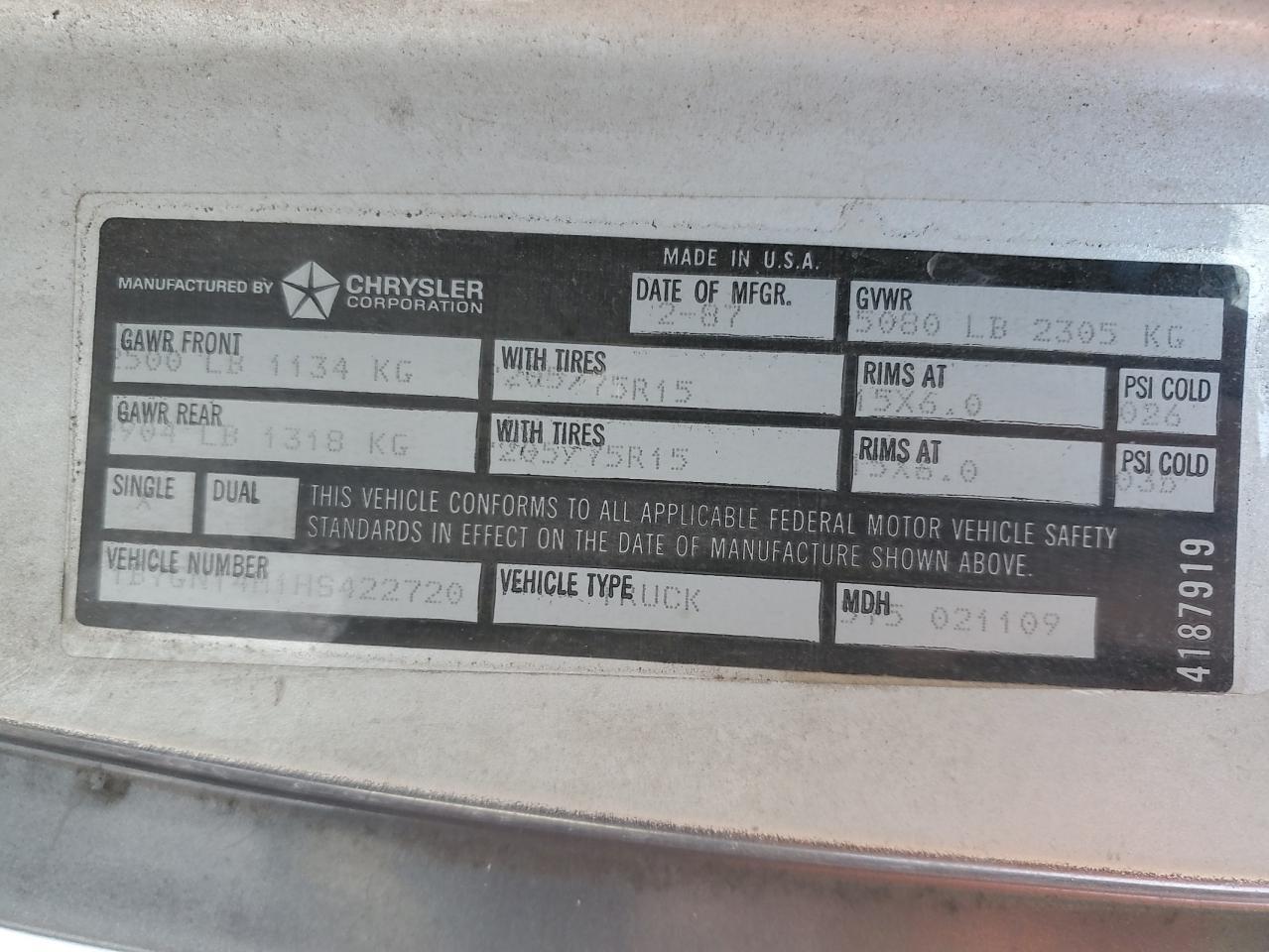 1987 Dodge Dakota