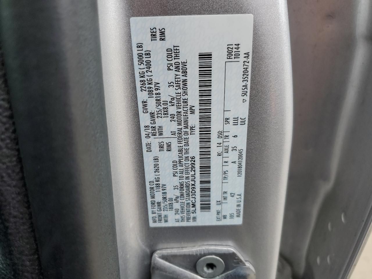 2018 Lincoln Mkc Reserve