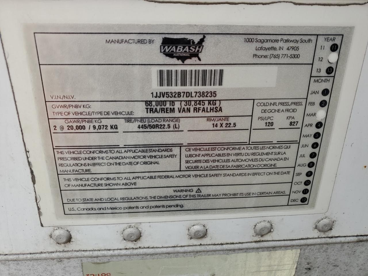 2013 Wabash Refrigerated Van Trailer