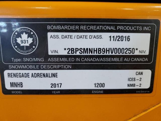2017 Skidoo 2017 Skidoo Renegade