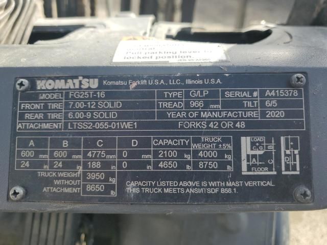 2020 Komatsu 25 Forklift