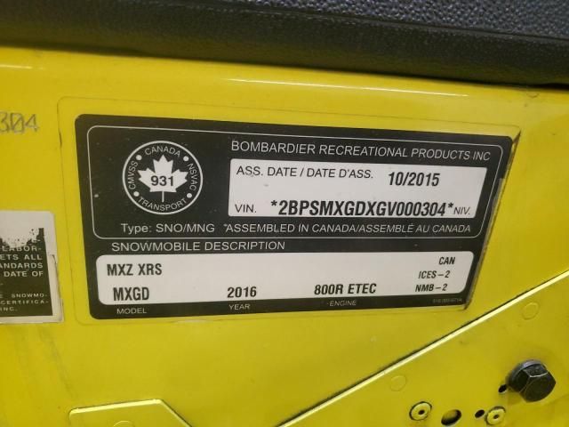 2016 Skidoo 2016 Skidoo XRS