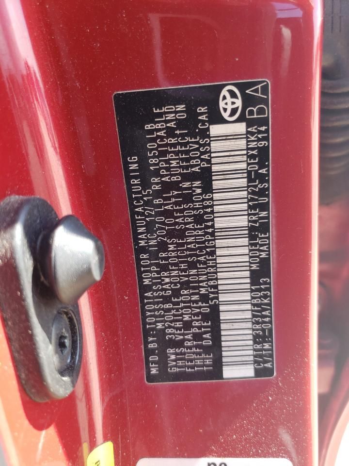 2016 Toyota Corolla l