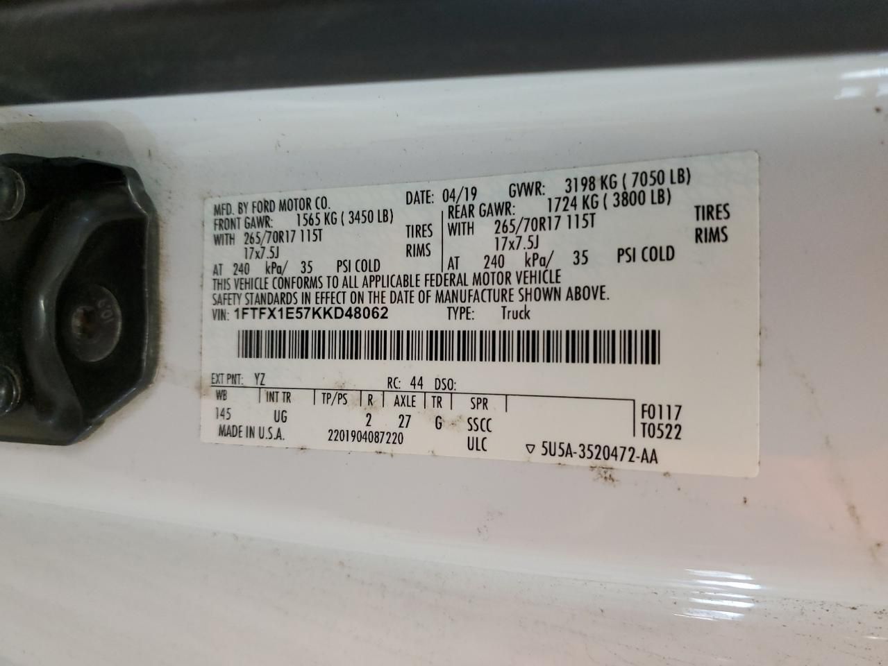 2019 Ford F150 Super cab