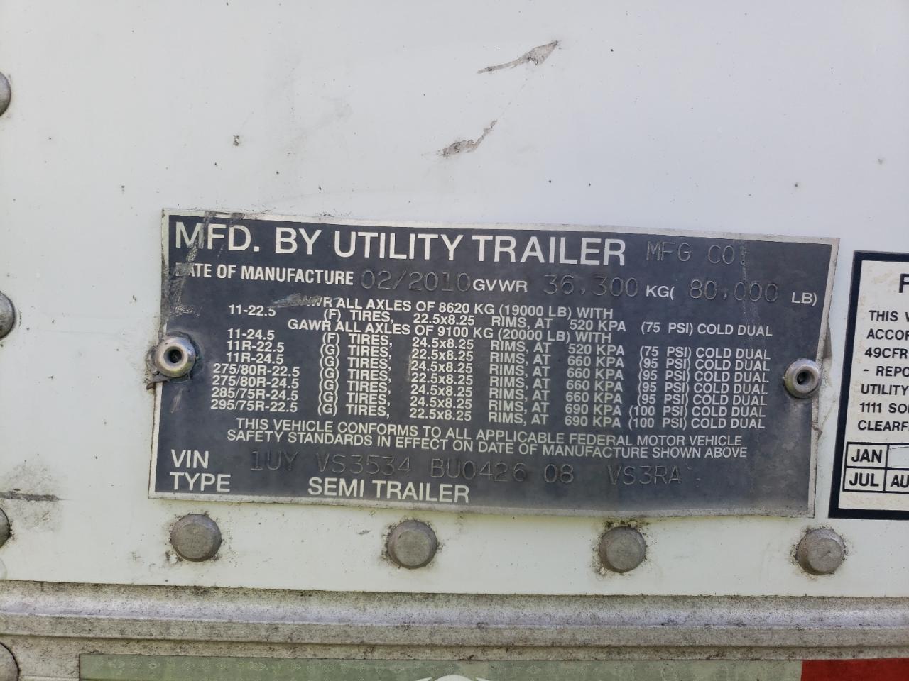 2011 Utility 2010 Utility Refrigerated Van Trailer