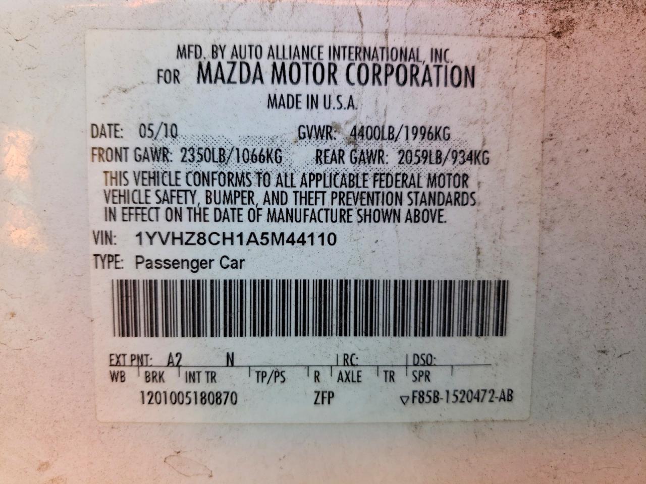 2010 Mazda 6 I