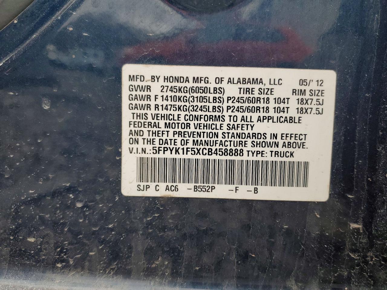 2012 Honda Ridgeline RTL
