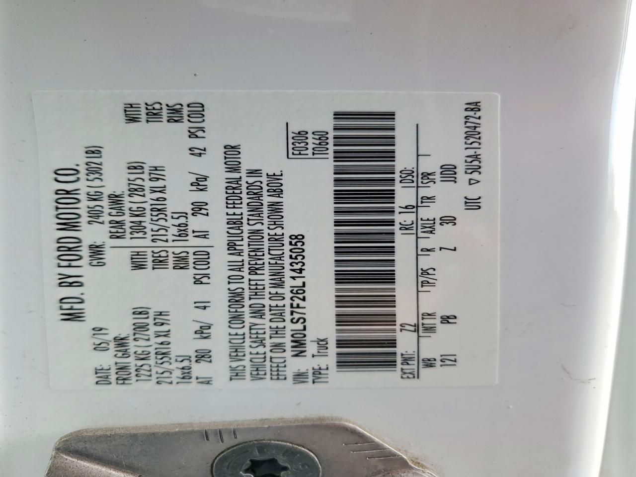 2020 Ford Transit Connect Utility / Service Van