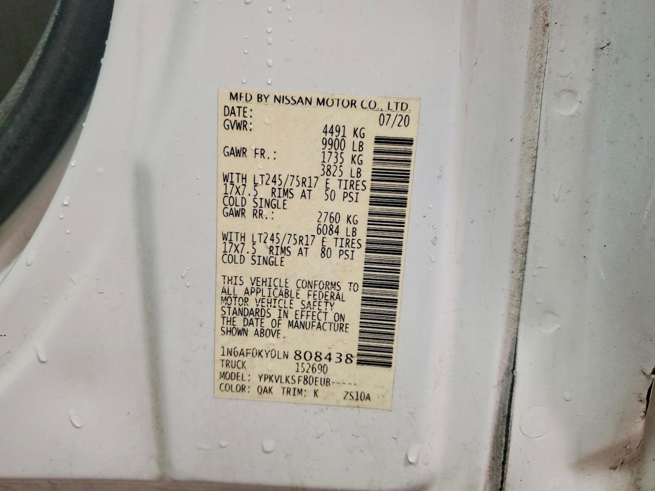 2020 Nissan NV 3500 HD SL