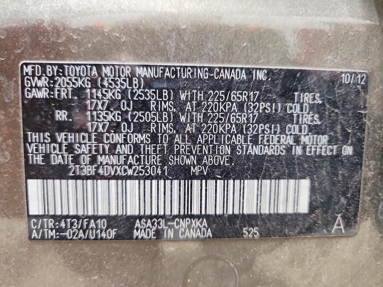 2012 Toyota Rav4 Base