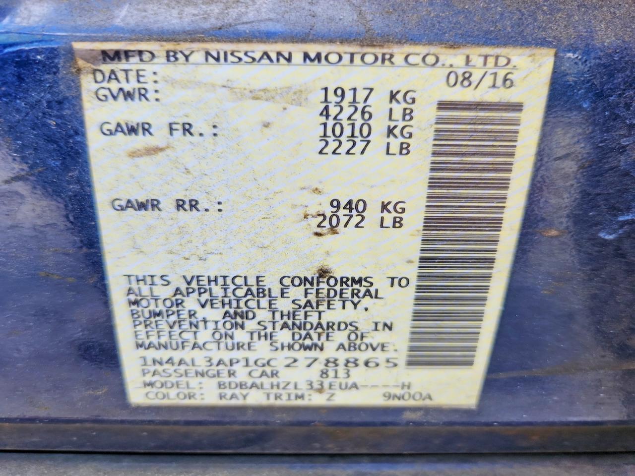 2016 Nissan Altima 2.5 sr