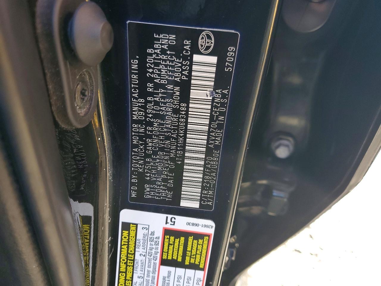 2019 Toyota Camry le