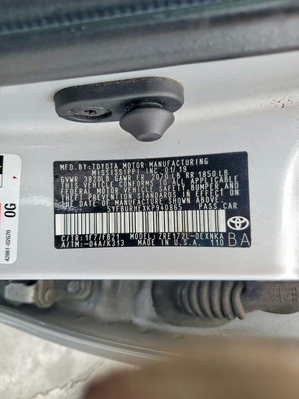 2019 Toyota Corolla le