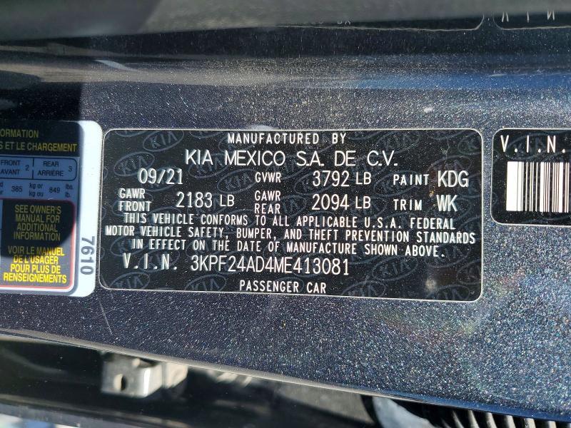 2021 KIA Forte lxs