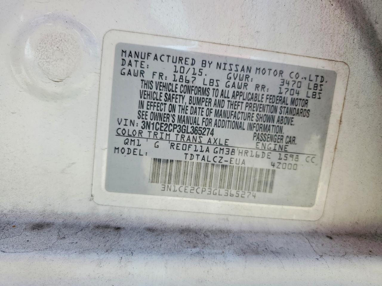 2016 Nissan Versa Note s Plus