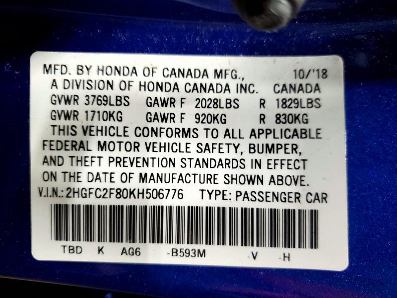 2019 Honda Civic Sport
