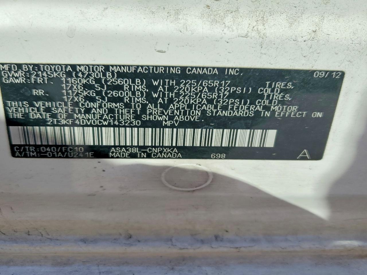 2012 Toyota Rav4 Base