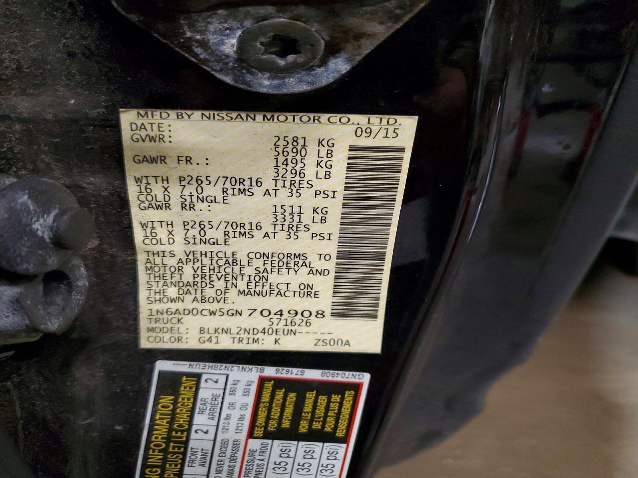 2016 Nissan Frontier SV V6