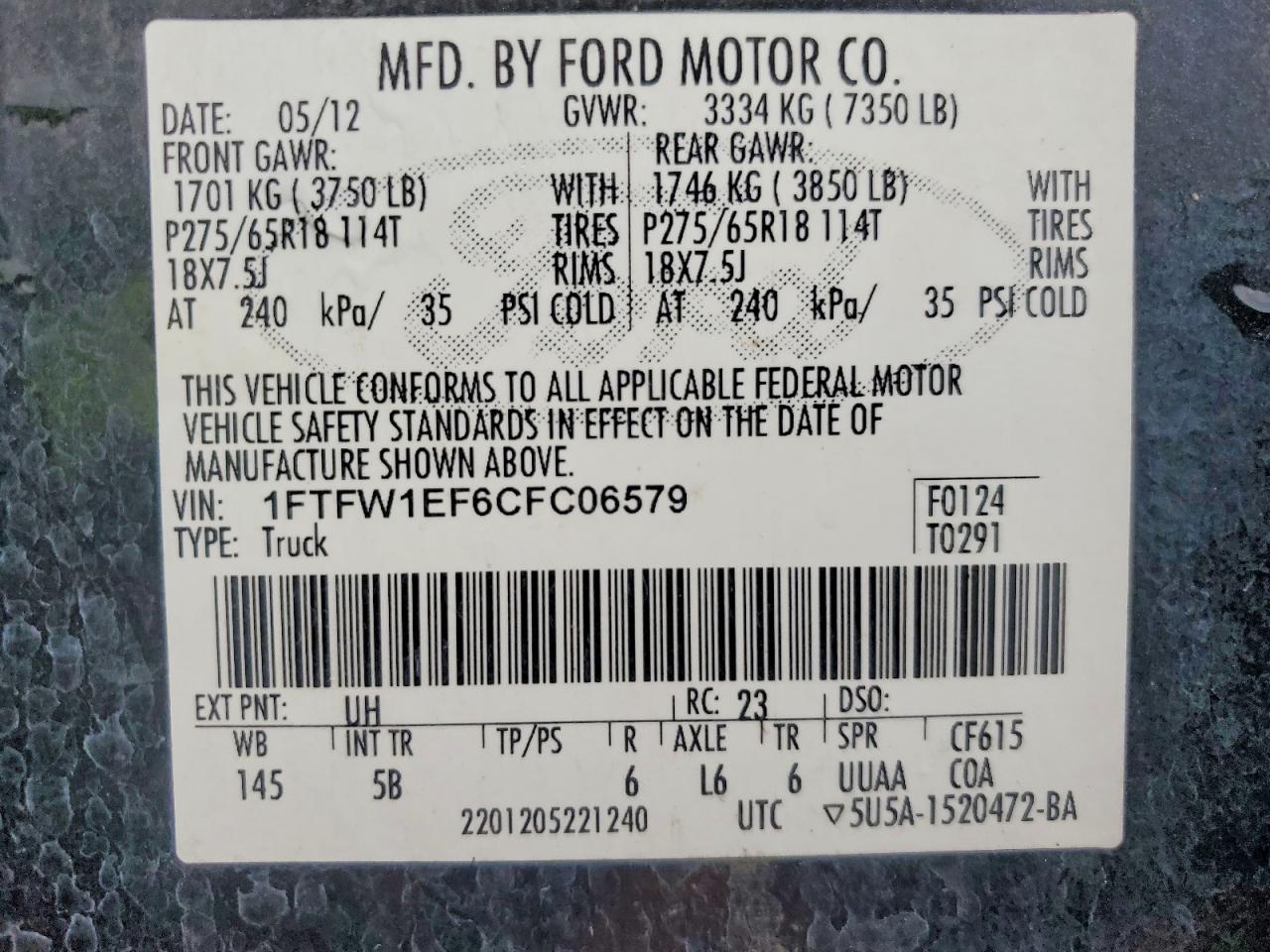 2012 Ford F150 Supercrew