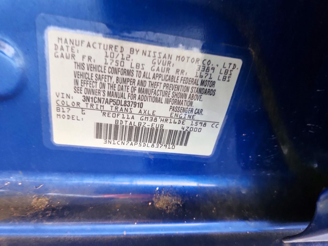 2013 Nissan Versa 1.6 s