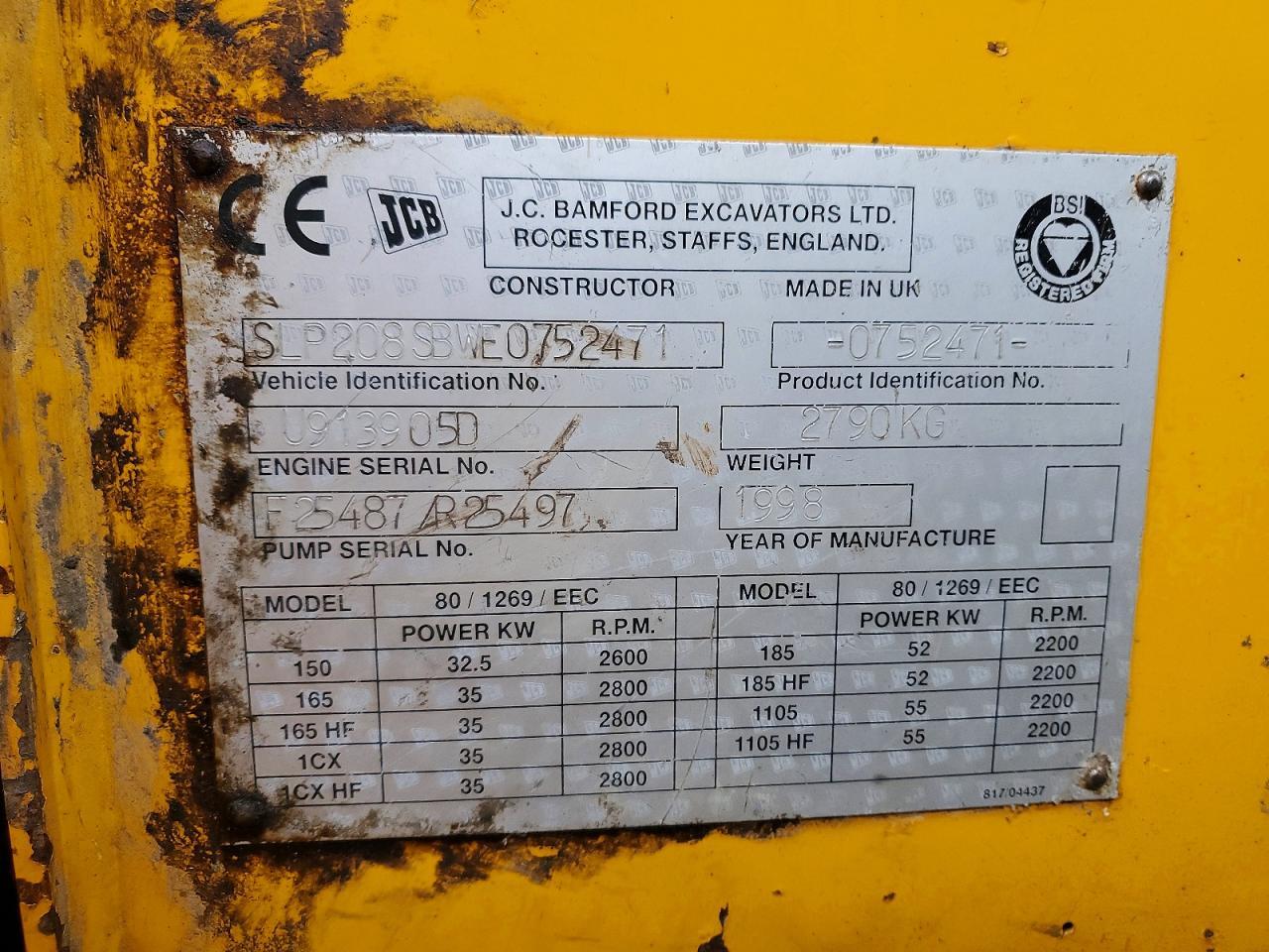 1998 JCB 208S Compact Backhoe