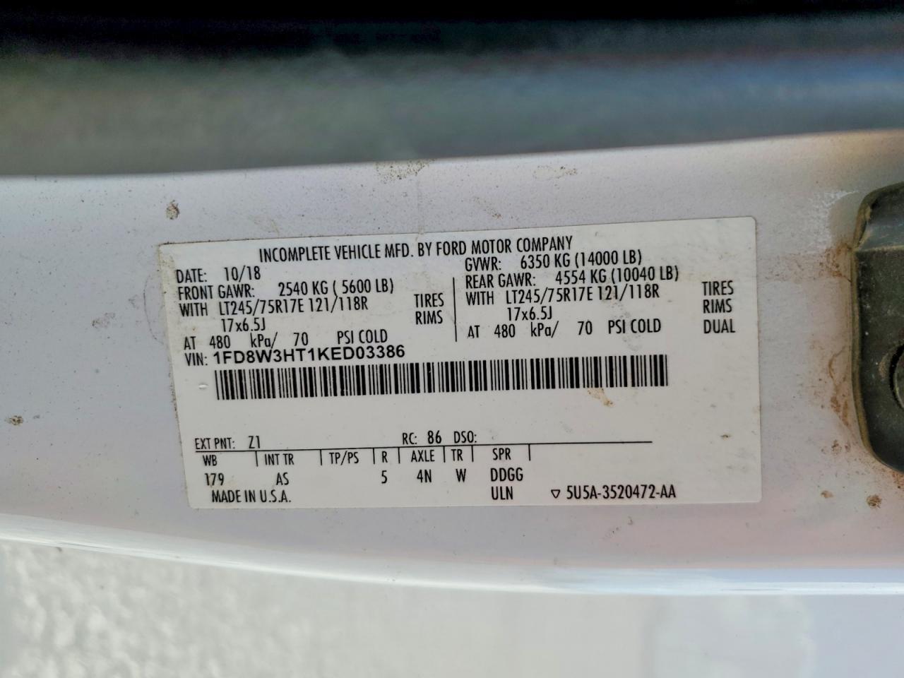 2019 Ford F350 Super Duty Truck Cab AND Chassis