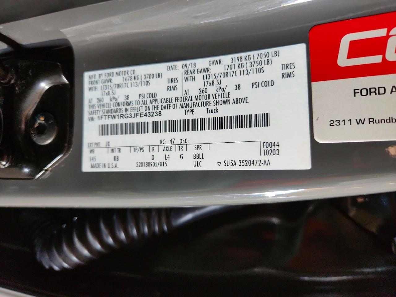 2018 Ford F150 Raptor