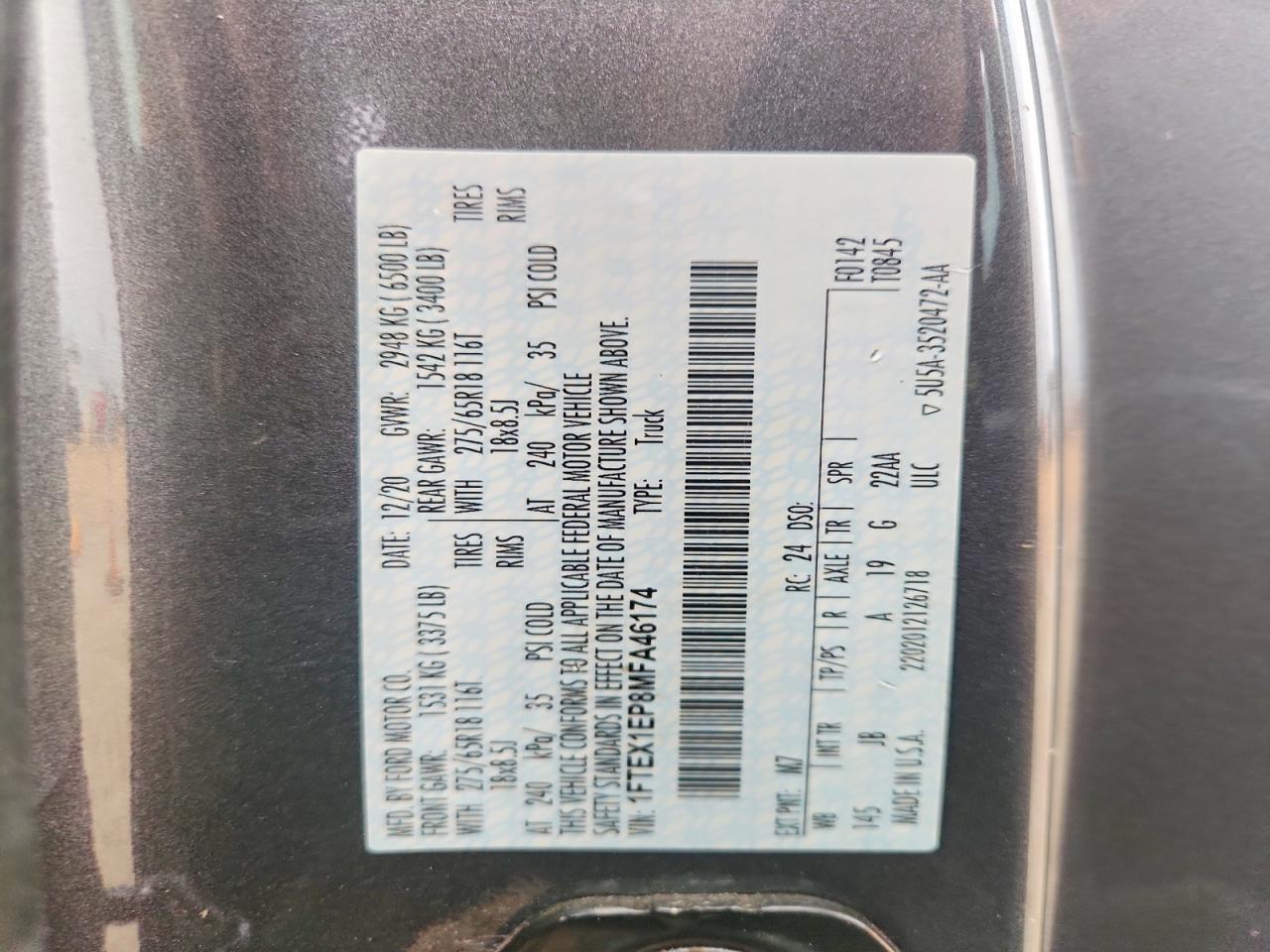 2021 Ford F150 Super Cab