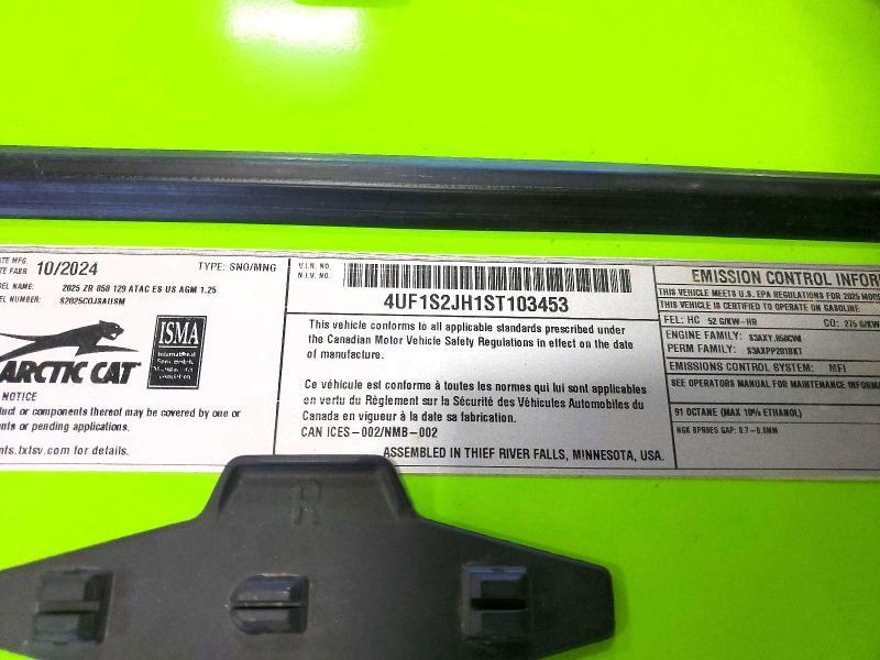 2025 Arctic Cat ZR 858 Atac ES 129