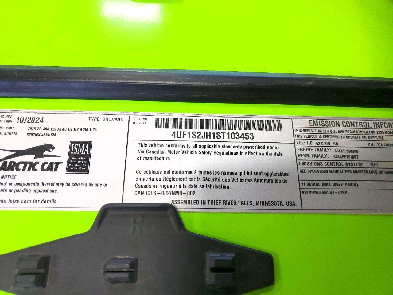 2025 Arctic Cat ZR 858 Atac ES 129