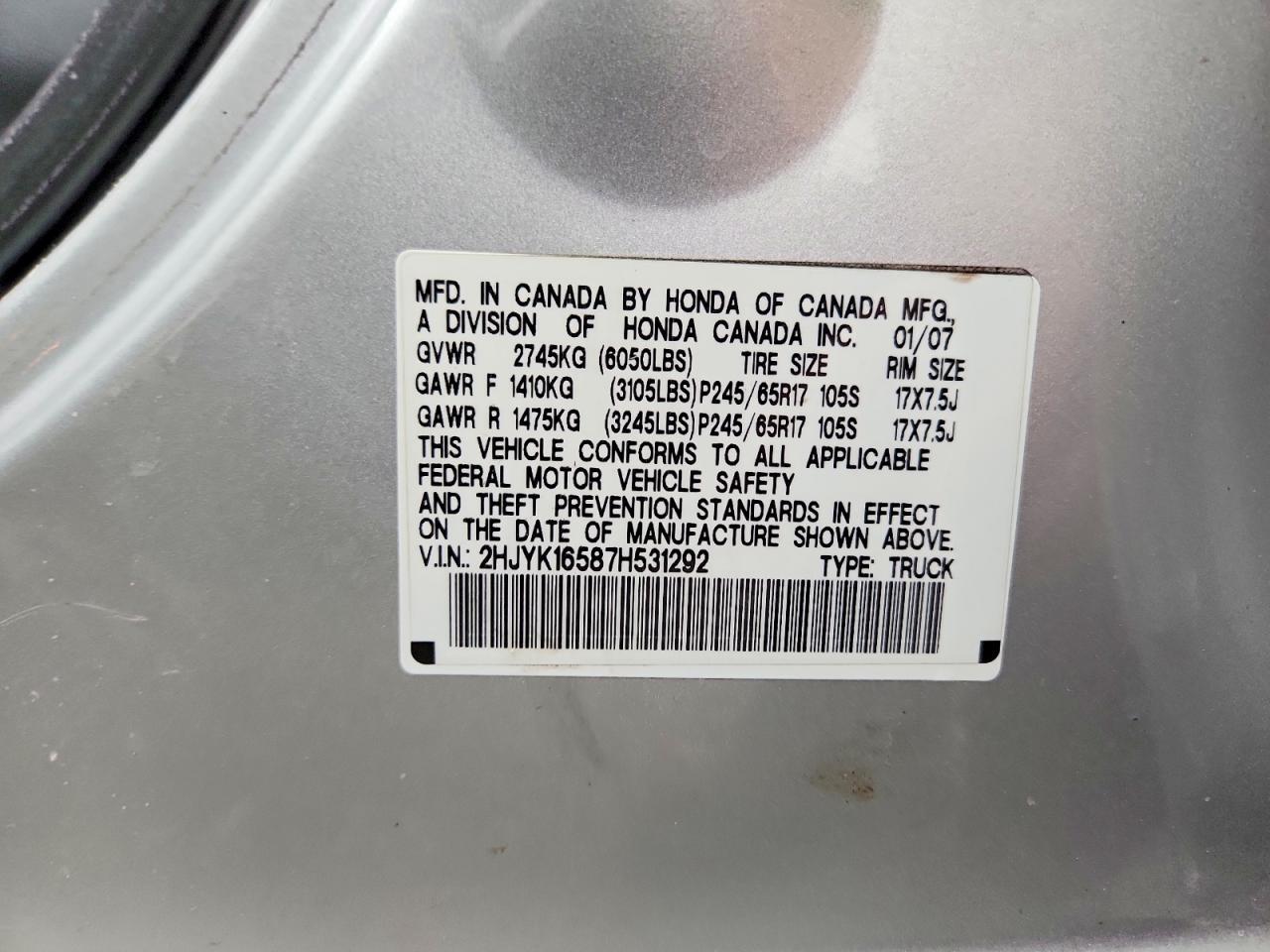 2007 Honda Ridgeline RTL