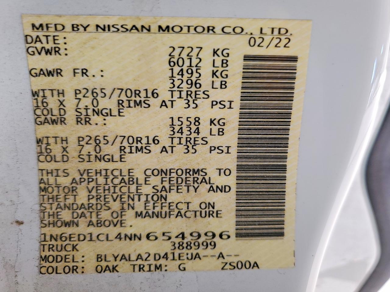 2022 Nissan Frontier S