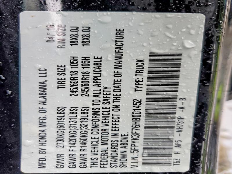 2017 Honda Ridgeline RTL