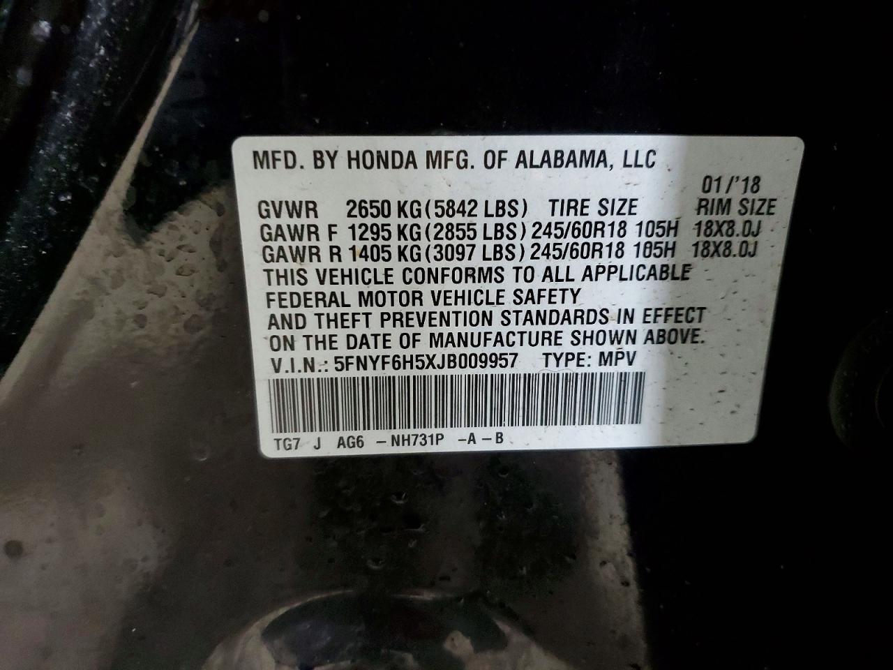 2018 Honda Pilot exl