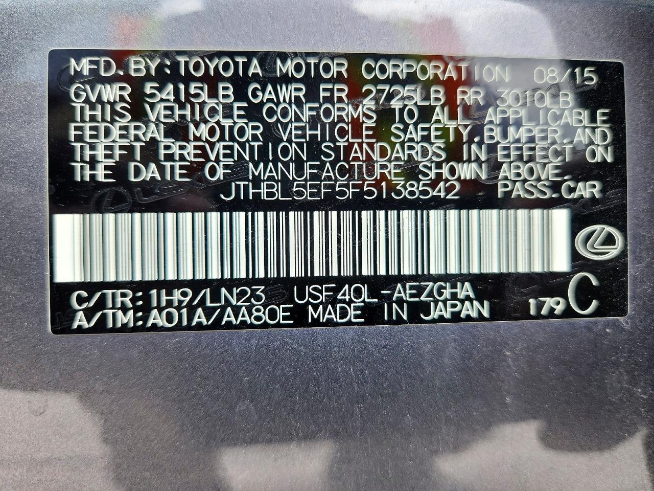 2015 Lexus Ls 460 Base