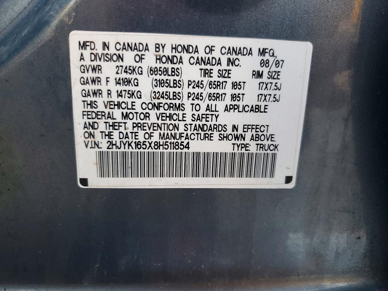 2008 Honda Ridgeline RTL